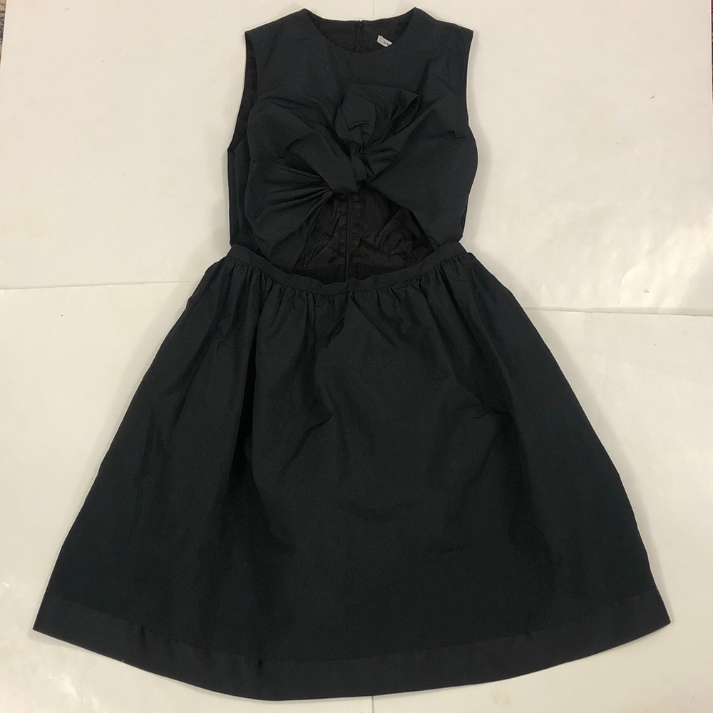 Carven Dress 42 (s/m) Black Sleeveless Cut Out w Bow detail Pockets Excellent